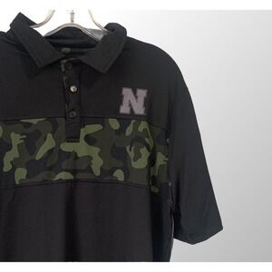 Colosseum Mens Med Nebraska Operation Hat Trick Short Sleeve Polo Shirt Camo NWT